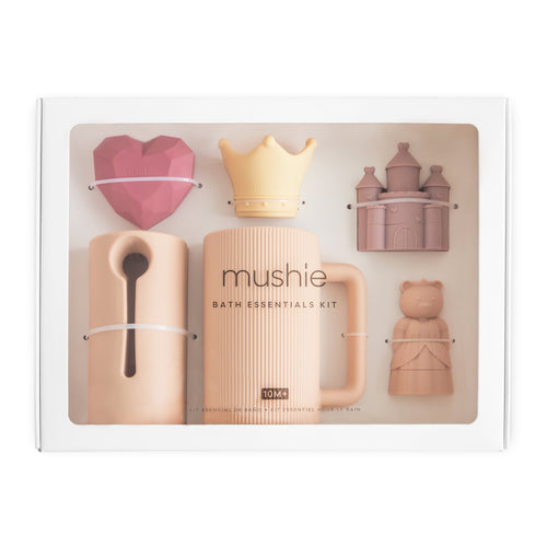 Mushie Princess Bath Essentials Kit silicone rinse cup spout toys