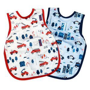 "Be Brave Firefighter Bapron for babies, featuring a fun design in angle 6 view, perfect for mess-free mealtime."