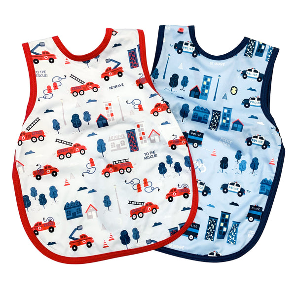 "Be Brave Firefighter Bapron for babies, featuring a fun design in angle 6 view, perfect for mess-free mealtime."