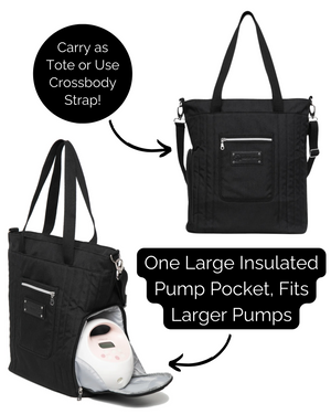 Sarah Wells Suzy Breast Pump Tote - Lightweight Portable Pump Tote with Side Pocket for Wearable & Compact Pumps