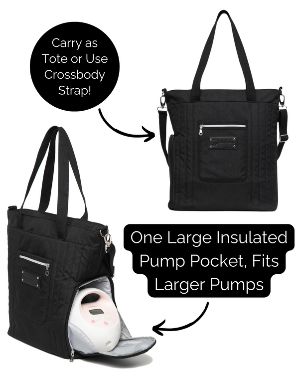 Sarah Wells Suzy Breast Pump Tote - Lightweight Portable Pump Tote with Side Pocket for Wearable & Compact Pumps