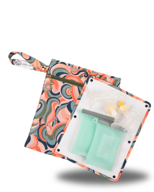 Sarah Wells Pumparoo Wet/Dry Bag – Compact Pump Parts Organizer with Waterproof Compartment & Staging Mat – Machine Washable