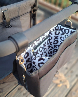 Sarah Wells Deluxe Stroller Caddy Organizer – Insulated, Machine-Washable with Crossbody Strap, Storage Pockets & Luggage Sleeve