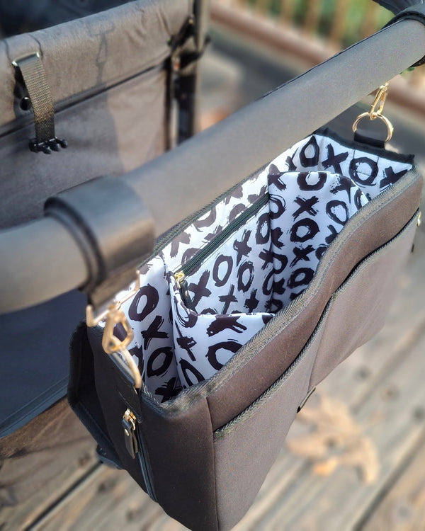 Sarah Wells Deluxe Stroller Caddy Organizer – Insulated, Machine-Washable with Crossbody Strap, Storage Pockets & Luggage Sleeve