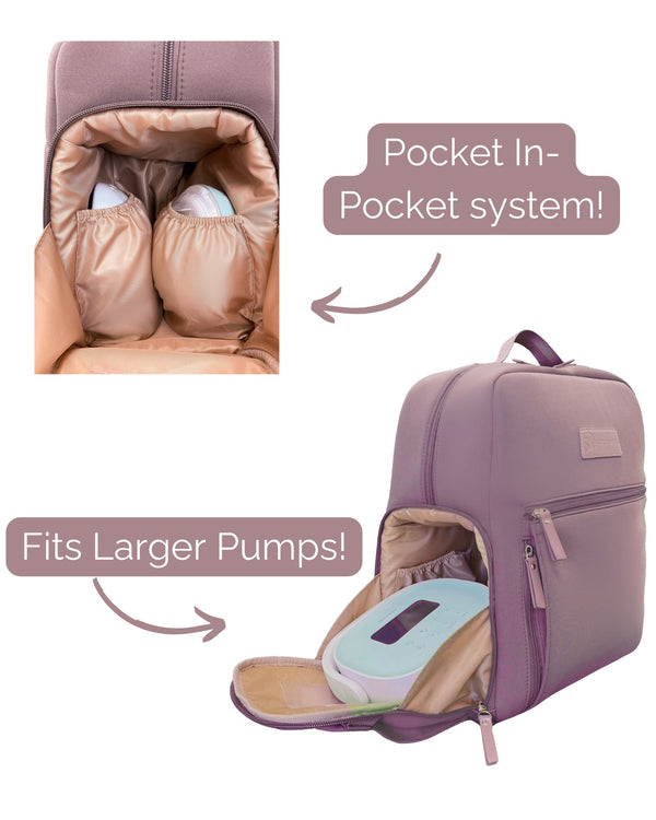 Sarah Wells Fiona Breast Pump Backpack – Neoprene, Machine Washable Bag with Insulated Storage, Laptop Sleeve & Straps