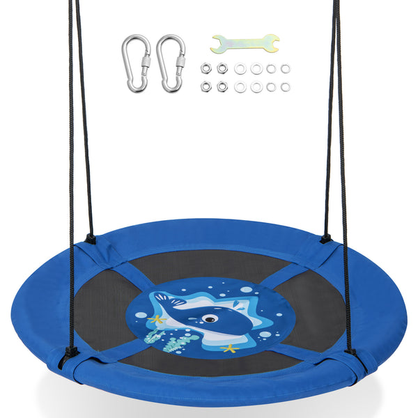 40 Inches Saucer Tree Swing with Adjustable Hanging Ropes and 900D Oxford Fabric