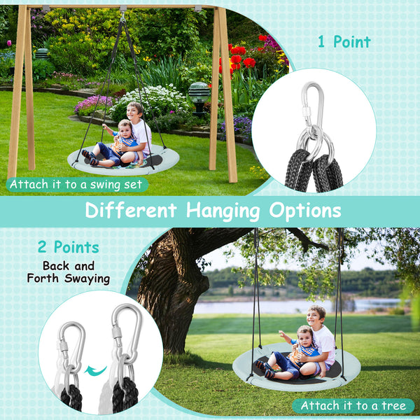 40 Inches Saucer Tree Swing with Adjustable Hanging Ropes and 900D Oxford Fabric