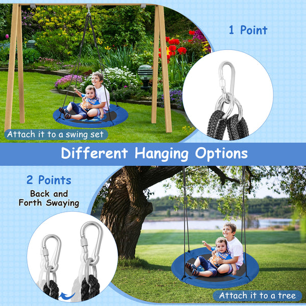 40 Inches Saucer Tree Swing with Adjustable Hanging Ropes and 900D Oxford Fabric