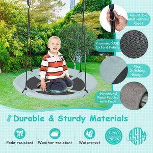 40 Inches Saucer Tree Swing with Adjustable Hanging Ropes and 900D Oxford Fabric