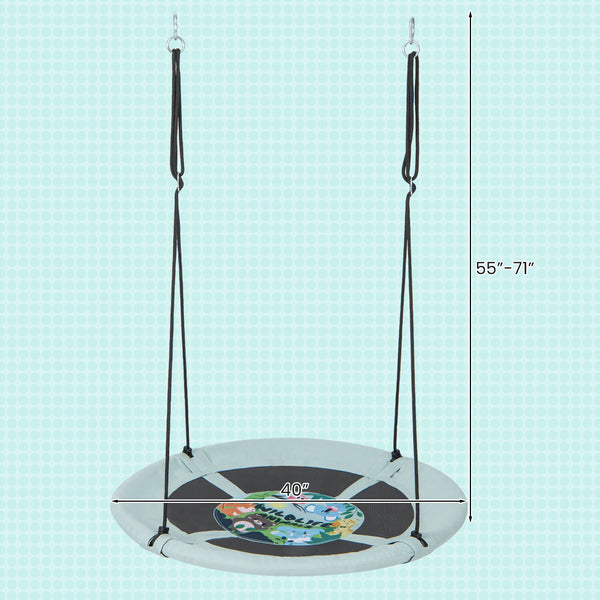 40 Inches Saucer Tree Swing with Adjustable Hanging Ropes and 900D Oxford Fabric