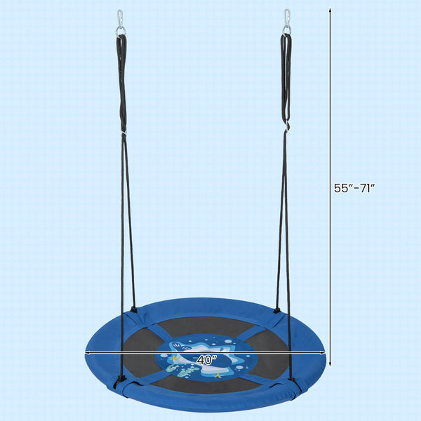 40 Inches Saucer Tree Swing with Adjustable Hanging Ropes and 900D Oxford Fabric