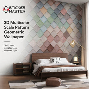 3D Multicolor Scale Wallpaper Mural for Modern Walls by Sticker Master