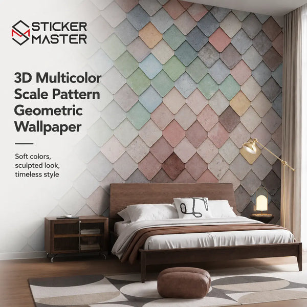 3D Multicolor Scale Wallpaper Mural for Modern Walls by Sticker Master