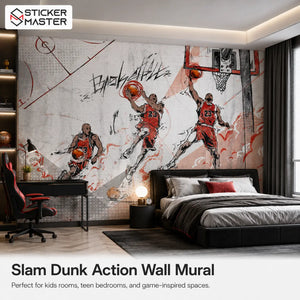 Slam Dunk Action Wall Mural | Basketball Sports Wallpaper