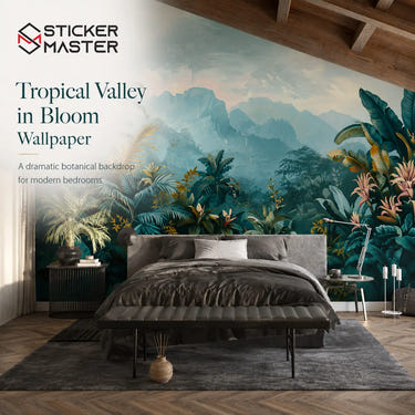 Tropical Valley in Bloom Wallpaper Mural by Sticker Master