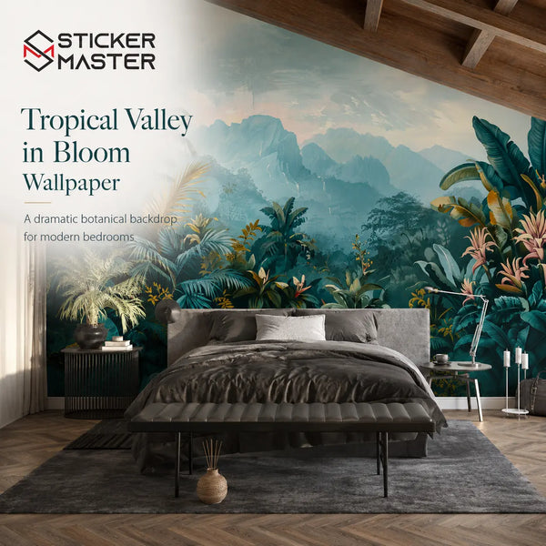 Tropical Valley in Bloom Wallpaper Mural by Sticker Master