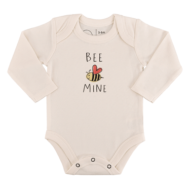 Long sleeve graphic bodysuit "Bee Mine" for babies, perfect for comfort and style.