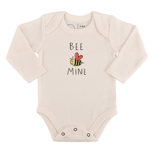 Long sleeve graphic bodysuit "Bee Mine" for babies, perfect for comfort and style.