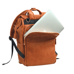 Leather Diaper Bag Backpack - La Madison™ II - Work & Play Commuter Backpack Gift Set (Limited Edition)