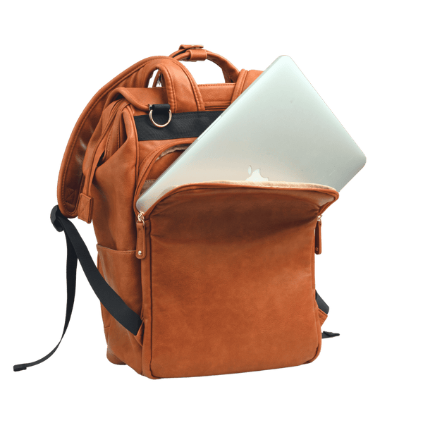 Leather Diaper Bag Backpack - La Madison™ II - Work & Play Commuter Backpack Gift Set (Limited Edition)