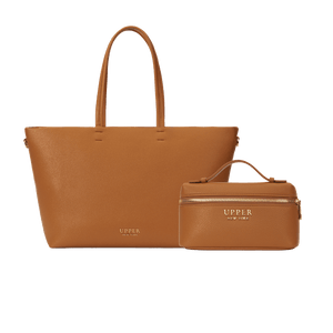 Leather Tote Bag Crossbag - Signature Bundle Exclusive Tote & Crossbody Set ( Brown )