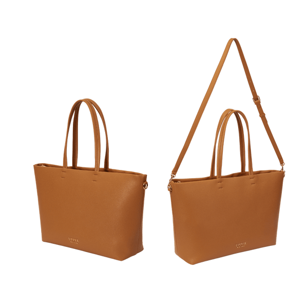 Leather Tote Bag Crossbag - Signature Bundle Exclusive Tote & Crossbody Set ( Brown )