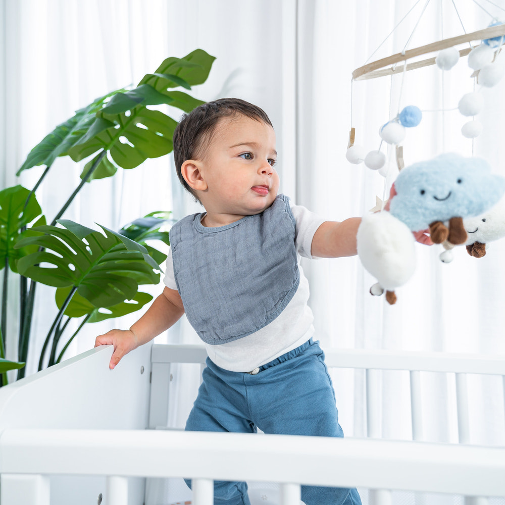 Muslin Bibs in Pacific Blue