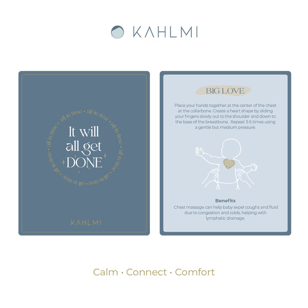 "Baby Massage Cards at an angle, promoting soothing techniques for infants' relaxation and bonding."