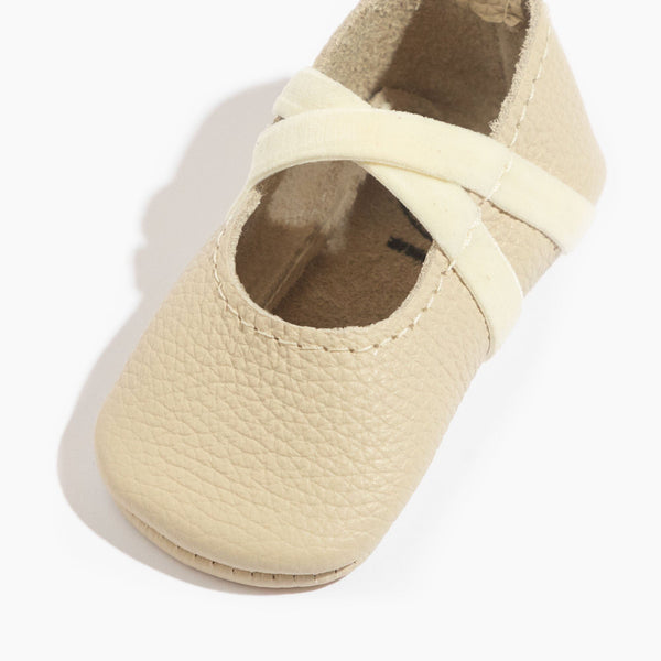 Birch ballet slipper baby shoe in angle 2, perfect for little dancers and stylish comfort.