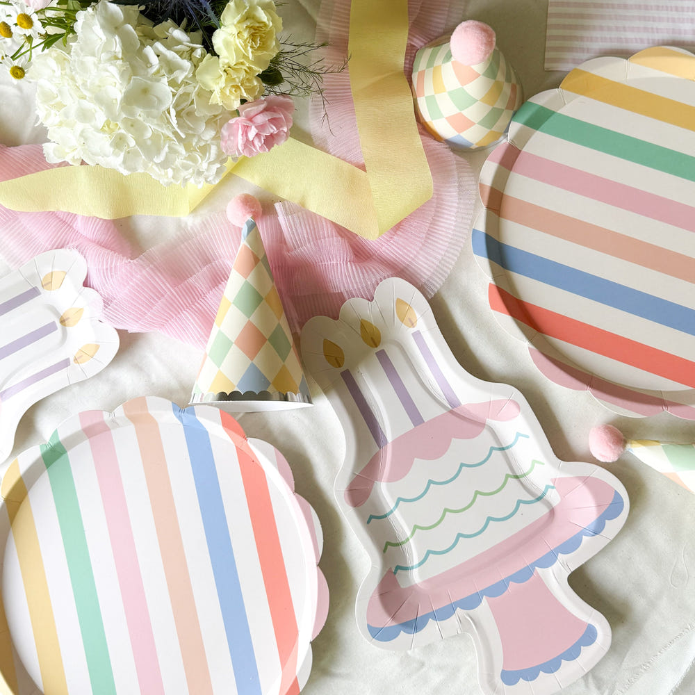 Colorful Harlequin Birthday Party Hats, 6pcs