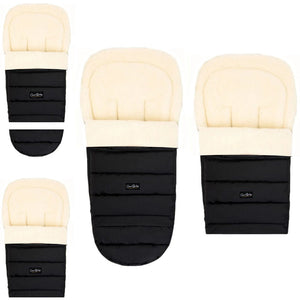 Black Arctic Organic Wool Adjustable Footmuff