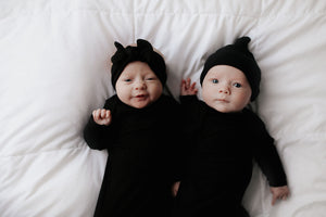 Black Ribbed Knotted Baby Gown