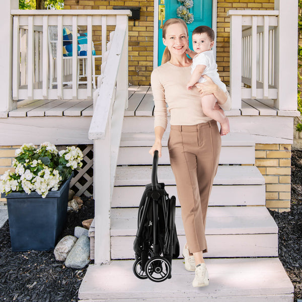 Lightweight one-hand folding baby stroller with aluminum frame, perfect for on-the-go parents. Angle 10 view.