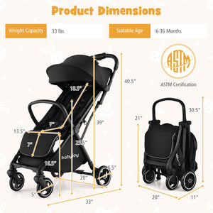 Lightweight one-hand folding baby stroller with aluminum frame, perfect for on-the-go parents. Angle 13 view.