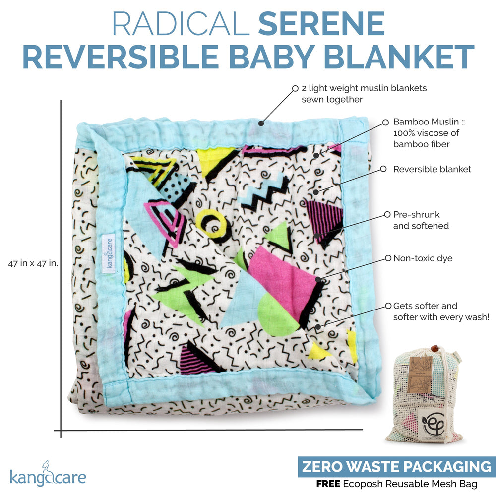 Kanga Care Bamboo Muslin Blanket - Baby: Radical (reversible)