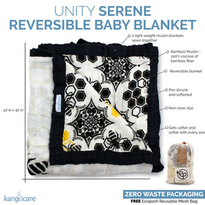 Kanga Care Bamboo Muslin Blanket Unity reversible 47 in x 47 in