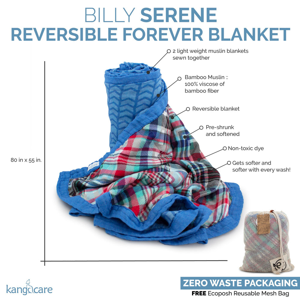 Kanga Care Bamboo Muslin Blanket - Forever: Billy (reversible) - MOOGCO Baby