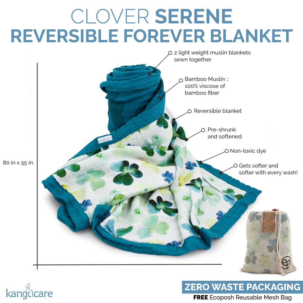 Kanga Care Bamboo Muslin Blanket - Forever: Clover (reversible)