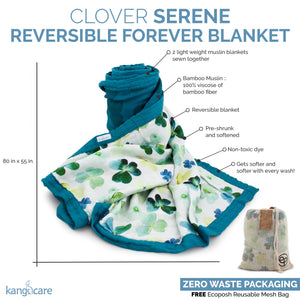 Kanga Care Bamboo Muslin Blanket - Forever: Clover (reversible)