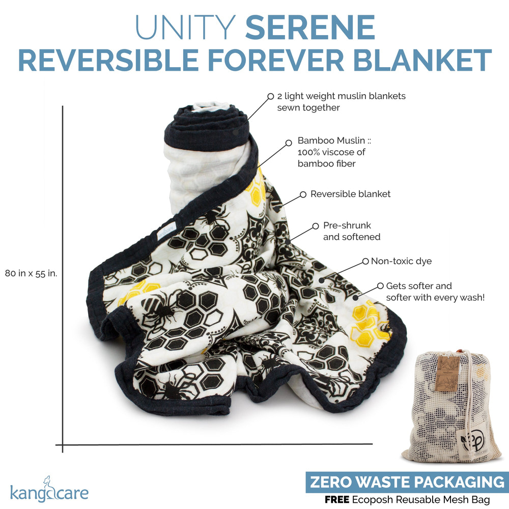 Kanga Care Bamboo Muslin Blanket - Forever: Unity (reversible) - MOOGCO Baby