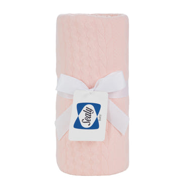 Sealy Baby Knit Blanket in Apricot Rose - Soft, cozy, and perfect for your little one.
