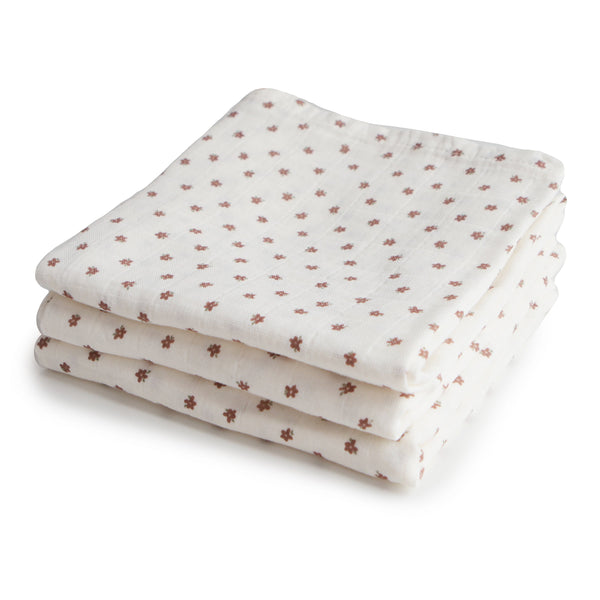 Mushie Organic Cotton Muslin Cloths 3-Pack Soft Baby Cloths