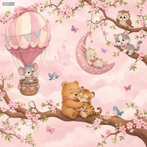 Blossom Balloon Friends Kids Wall Mural for Nursery