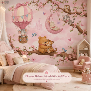 Blossom Balloon Friends Kids Wall Mural for Nursery