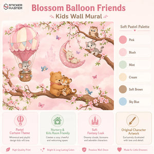 Blossom Balloon Friends Kids Wall Mural for Nursery