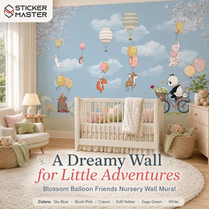 Blossom Balloon Friends Nursery Wall Mural for Kids & Nursery