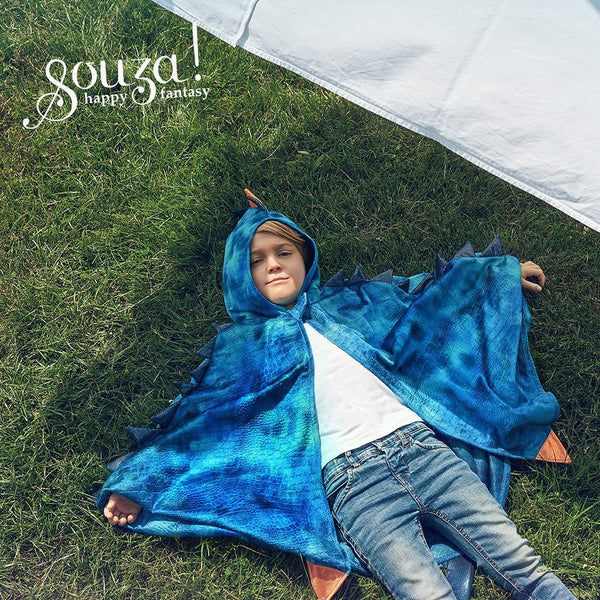 Blue Dragon Costume Cape for Kids - Carnival & Festive Use - sz 4–7 yrs