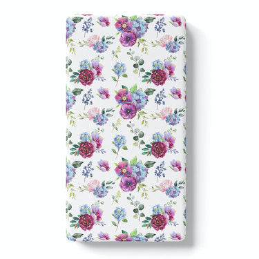 Blue Floral Fitted Crib Sheet - MOOGCO Baby