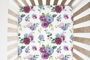 Fitted Crib Sheet - Blue Floral