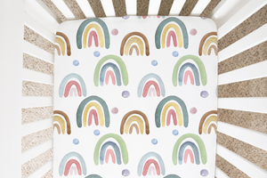 Blue Rainbow Fitted Crib Sheet